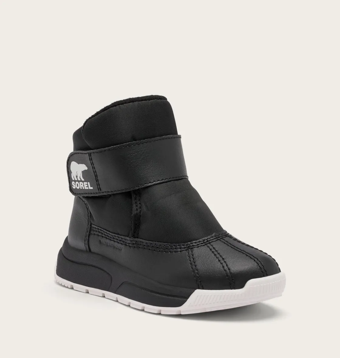 SOREL CHILDREN'S WHITNEY™ III STRAP MID Waterproof Boot Black, Sea Salt Discount