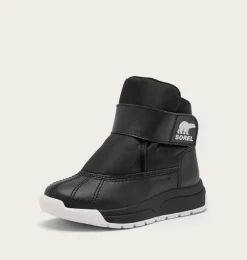 SOREL CHILDREN'S WHITNEY™ III STRAP MID Waterproof Boot Black, Sea Salt Discount