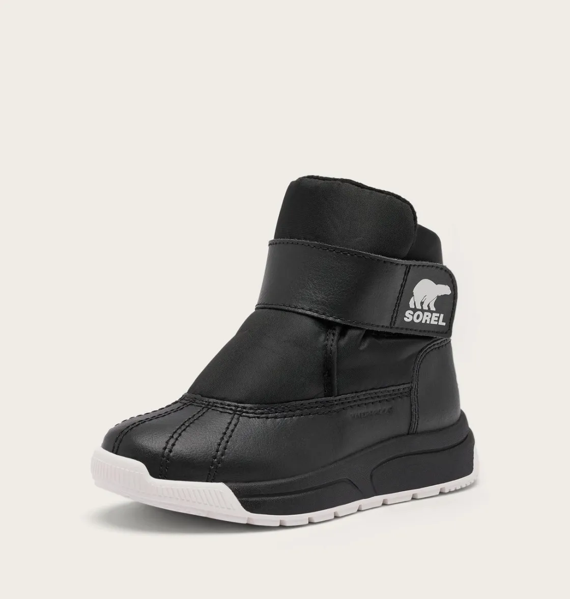 SOREL CHILDREN'S WHITNEY™ III STRAP MID Waterproof Boot Black, Sea Salt Discount