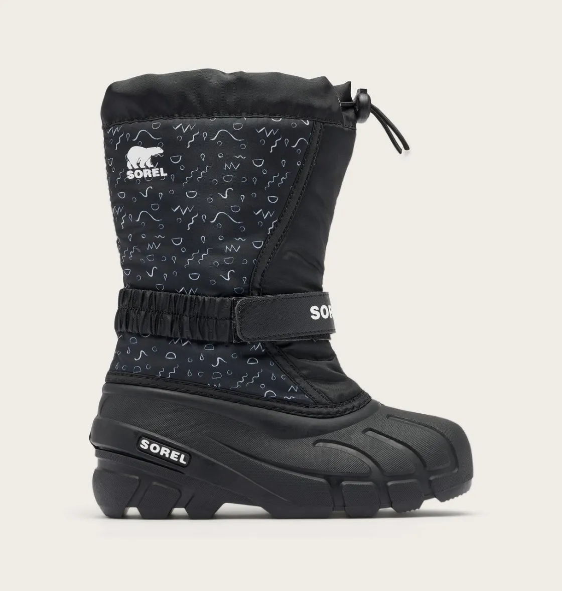 SOREL FLURRY™ Print Children's Boot Black, Sea Salt Best