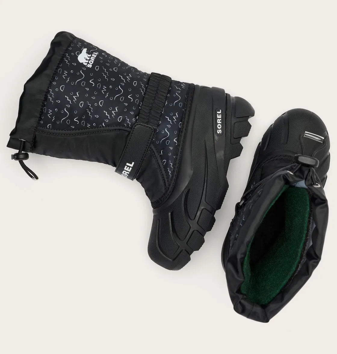 SOREL FLURRY™ Print Children's Boot Black, Sea Salt Best