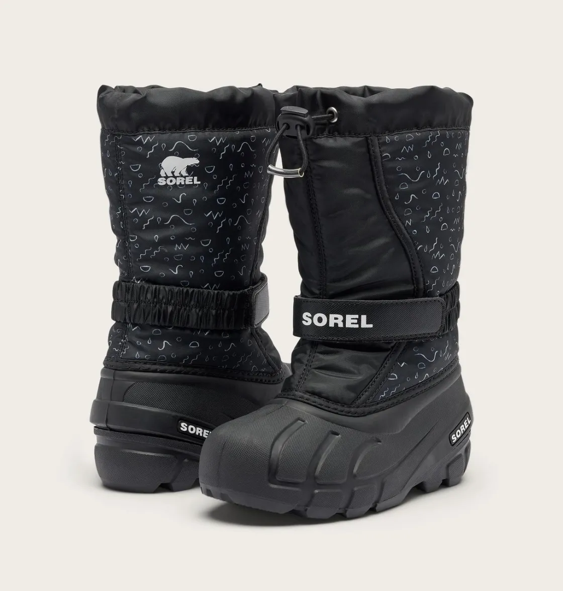 SOREL FLURRY™ Print Children's Boot Black, Sea Salt Best