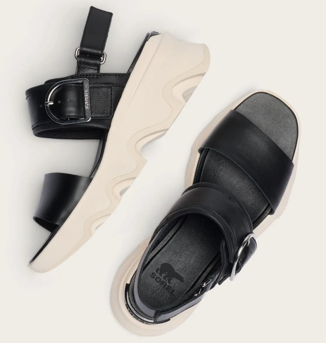 SOREL Kinetic™ Impact Wedge Women's Sandal Black, Chalk Discount