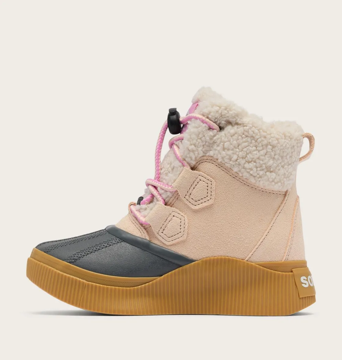 SOREL OUT N ABOUT™ IV Chillz Youth Waterproof Boot Pearlescent, Gum 16 New