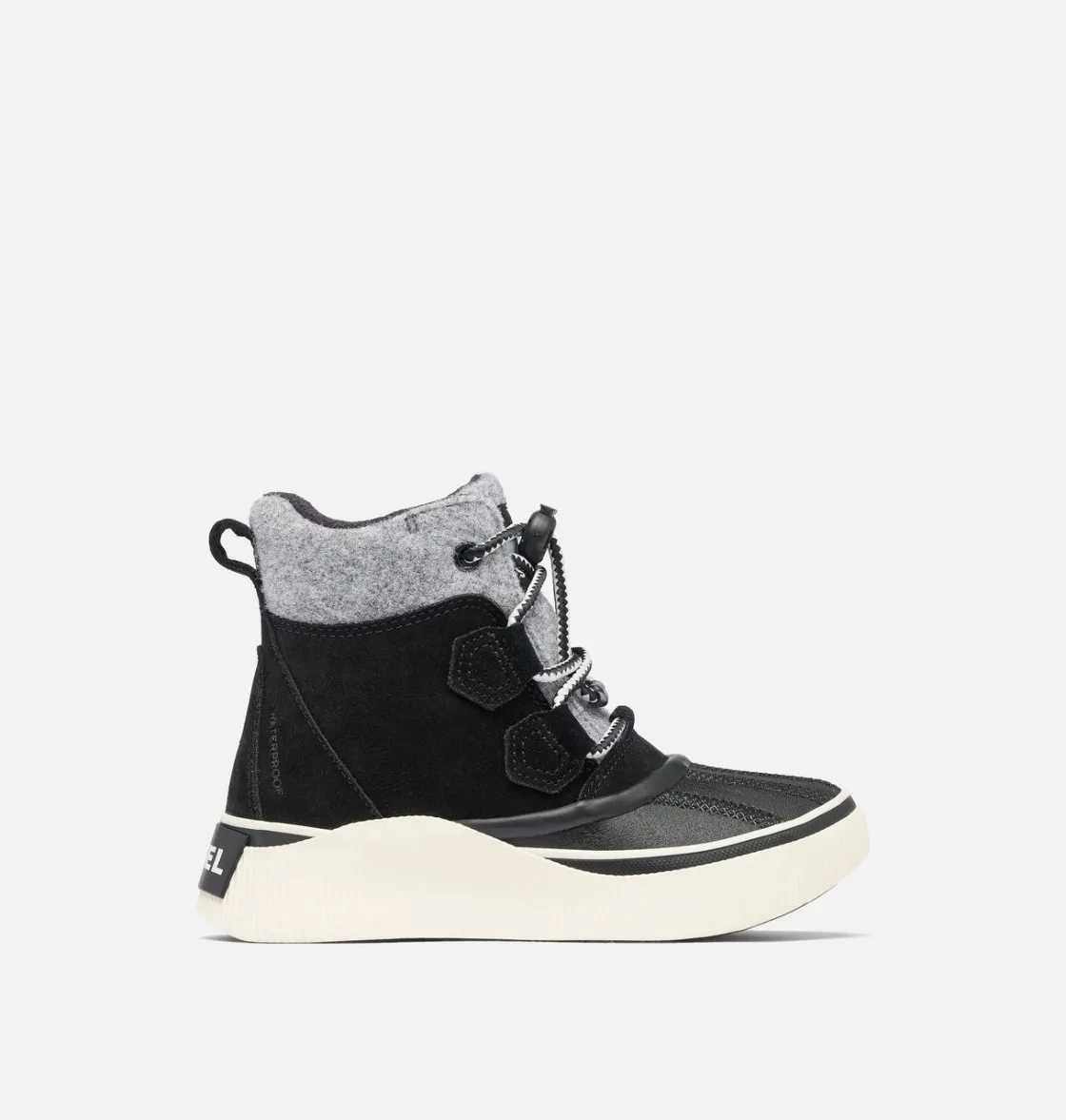 SOREL OUT N ABOUT™ IV Chillz Youth Waterproof Boot Black, Chalk Clearance