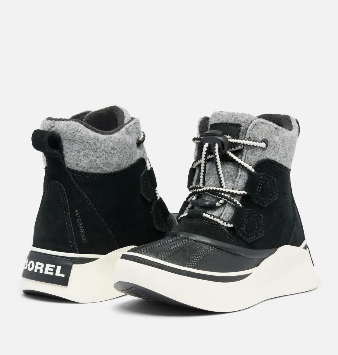 SOREL OUT N ABOUT™ IV Chillz Youth Waterproof Boot Black, Chalk Clearance