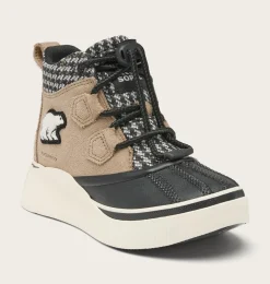 SOREL OUT N ABOUT™ IV Classic Youth Waterproof Boot Omega Taupe, Black Clearance