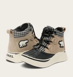SOREL OUT N ABOUT™ IV Classic Youth Waterproof Boot Omega Taupe, Black Clearance