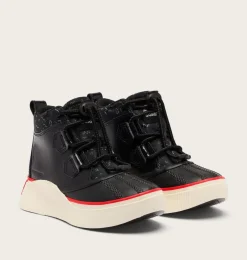 SOREL OUT N ABOUT™ IV Classic Youth Waterproof Boot Black, Bright Red New
