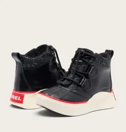 SOREL OUT N ABOUT™ IV Classic Youth Waterproof Boot Black, Bright Red New