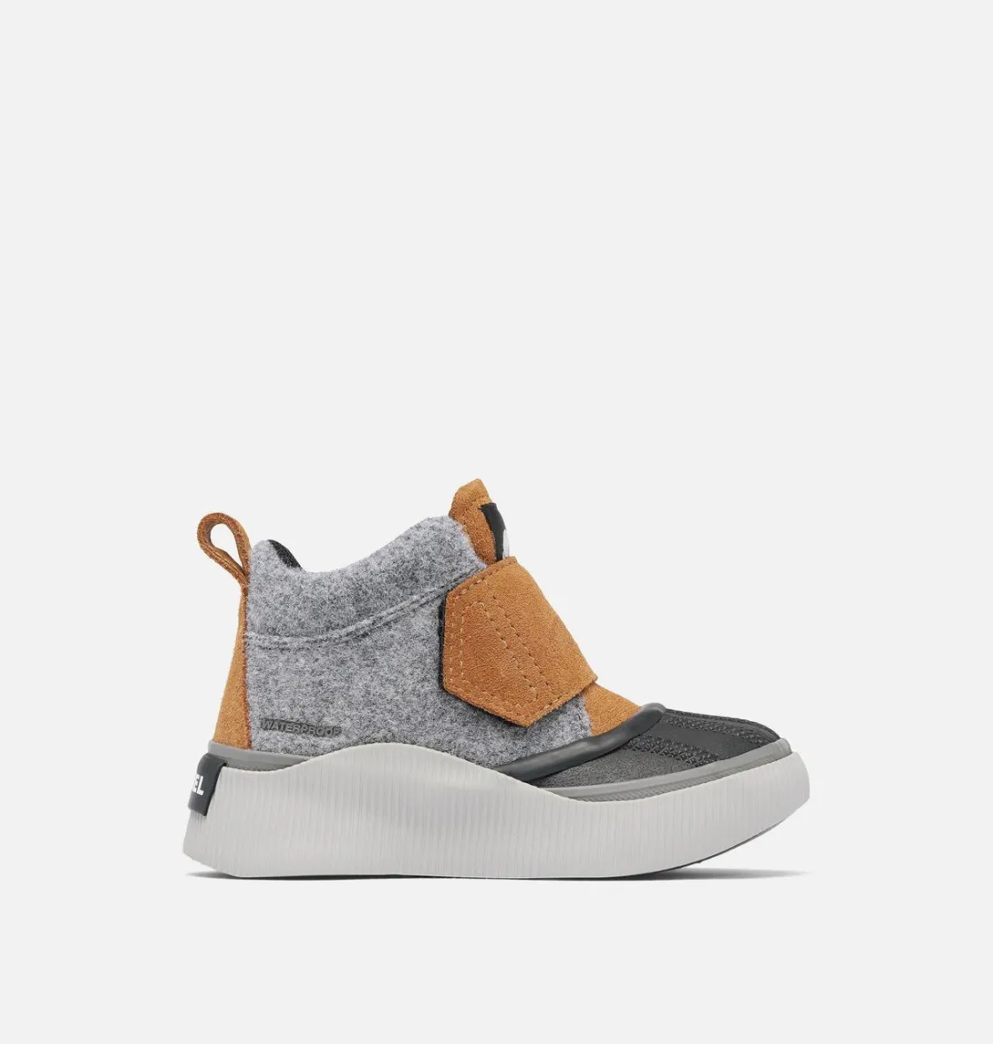 SOREL OUT N ABOUT™ IV Strap Children's Waterproof Boot Taffy, Black Felt Outlet