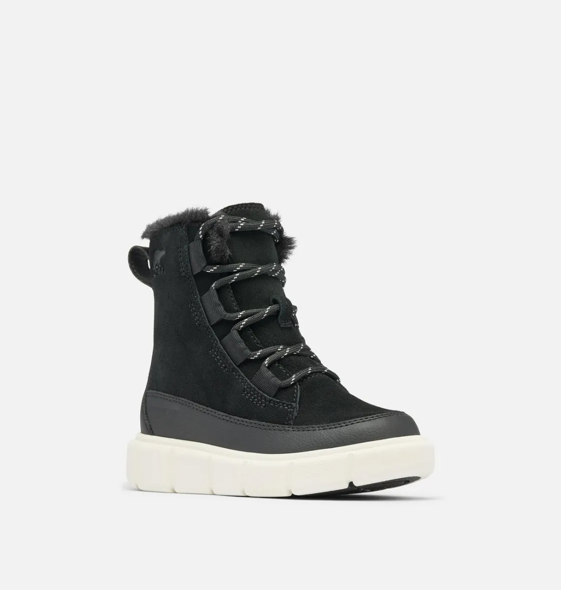 SOREL EXPLORER™ III Lace Children's Waterproof Boot Black, Sea Salt