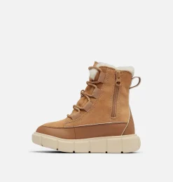 SOREL EXPLORER™ III Lace Children's Waterproof Boot Tawny Buff, Bleached Ceramic Outlet