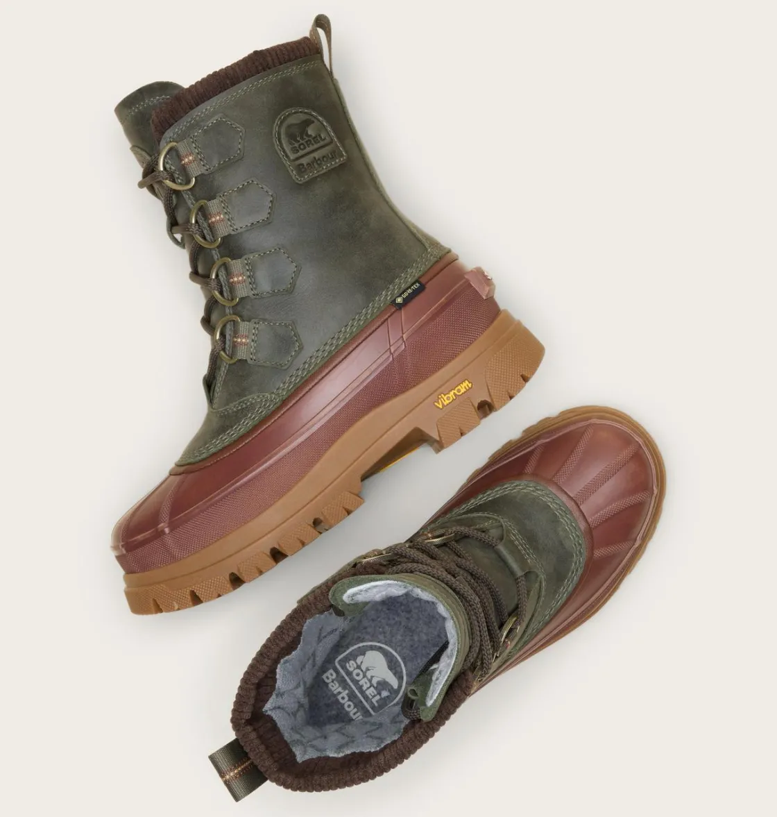 SOREL X Barbour Caribou Horizon™ GTX Alpine Tundra, Gum 10 Clearance