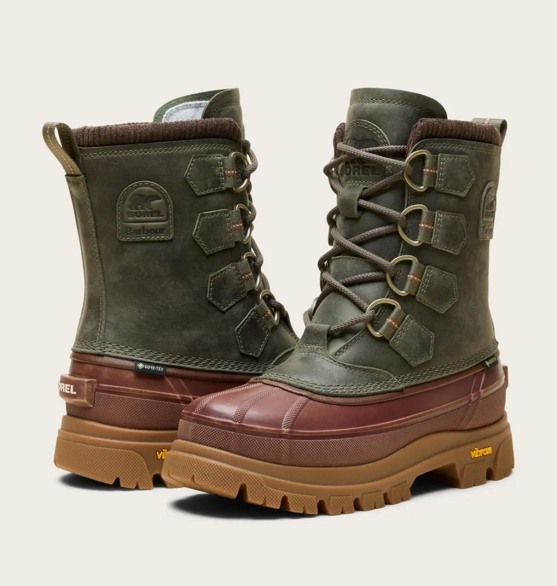 SOREL X Barbour Caribou Horizon™ GTX Alpine Tundra, Gum 10 Clearance