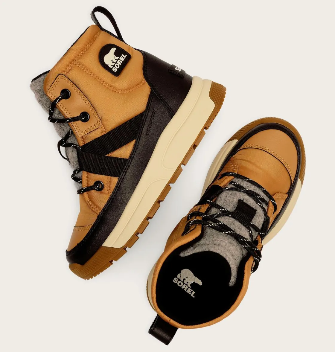 SOREL YOUTH WHITNEY™ III MID WP Tawny Buff, Black Clearance